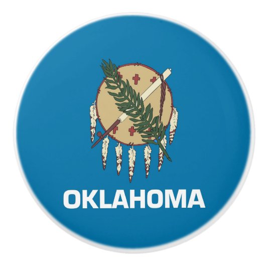 Keramische knop trekken met vlag van Oklahoma, USA (Voorkant)