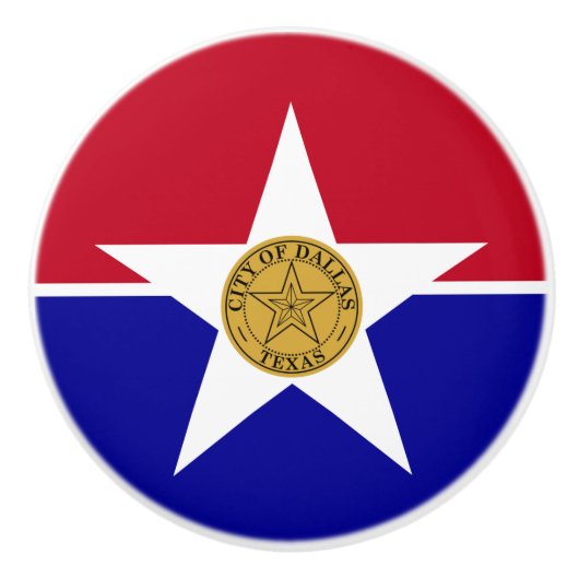 Keramische knop trekker met vlag van Dallas, VS (Voorkant)