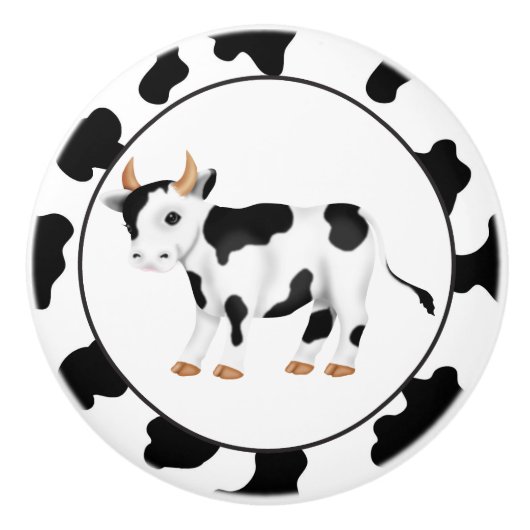 Keramische knop voor Koe in het land (Voorkant)