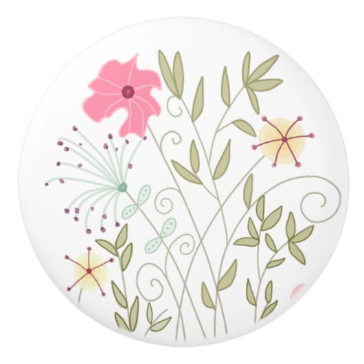 Keramische Knop Weidebloemen (Voorkant)