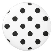 Keramische knop - Wit met zwarte pooldots (Voorkant)