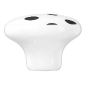 Keramische knop - Wit met zwarte pooldots (Zijkant)