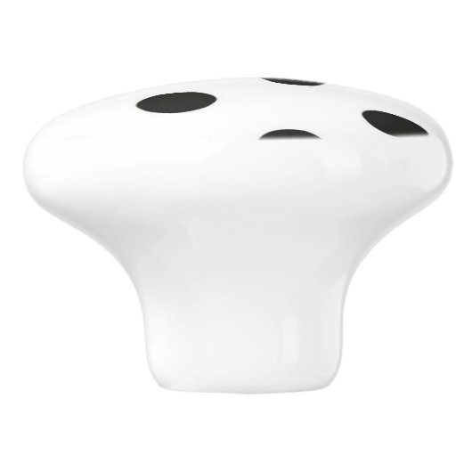 Keramische knop - Wit met zwarte pooldots (Zijkant)