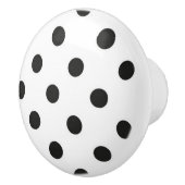 Keramische knop - Wit met zwarte pooldots (Rechts)