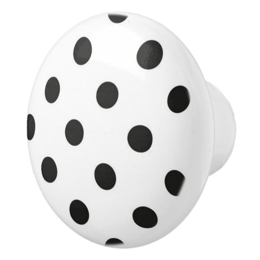 Keramische knop - Wit met zwarte pooldots (Rechts)