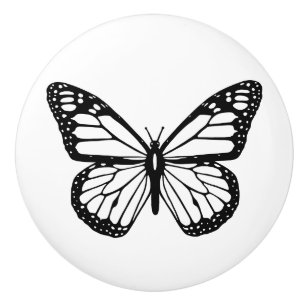 Keramische Knop -Zwart & Witte Vlinder