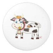 Keramische knop Zwitserse koe (Voorkant)