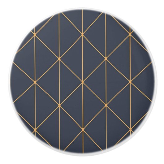 Keramische knoppen - Geometrisch goud en blauw pat (Voorkant)