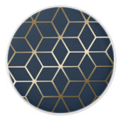 Keramische knoppen - Geometrische zilver en blauw/ (Voorkant)