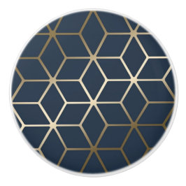 Keramische knoppen - Geometrische zilver en blauw/