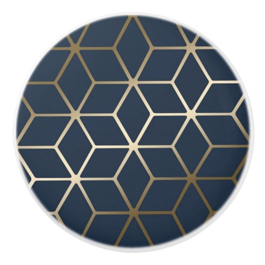 Keramische knoppen - Geometrische zilver en blauw/ (Voorkant)