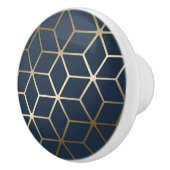 Keramische knoppen - Geometrische zilver en blauw/ (Rechts)