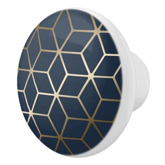 Keramische knoppen - Geometrische zilver en blauw/ (Rechts)