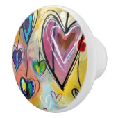 Keramische Knoppen - Meerkleurig Hartjes Design 2 (Rechts)