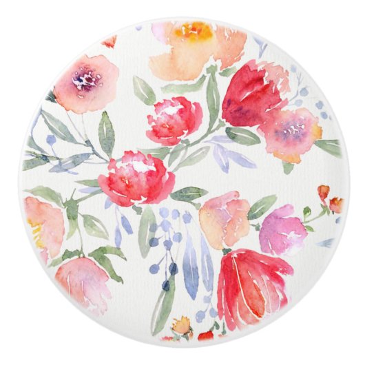 Keramische knoppen - Peonies & Poppies Design2 (Voorkant)