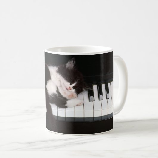 Keramische Koffie Mok-Piano Kitten Koffiemok (Voorkant rechts)
