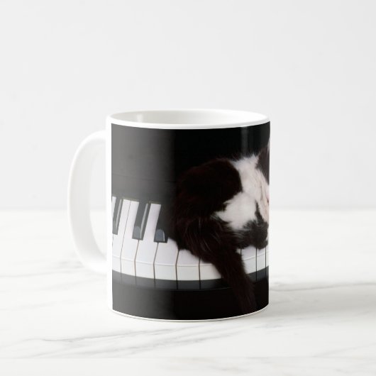 Keramische Koffie Mok-Piano Kitten Koffiemok (Voorkant links)