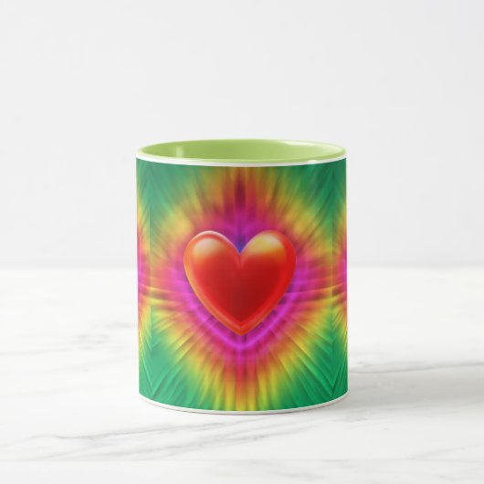 Keramische koffie mok psychedelische hart ontwerp. (Midden)