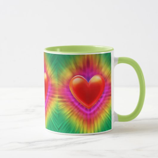 Keramische koffie mok psychedelische hart ontwerp. (Rechts)