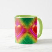 Keramische koffie mok psychedelische hart ontwerp. (Voorkant rechts)