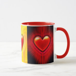 Keramische koffie mok.Rood zwart geel hart ontwerp Mok