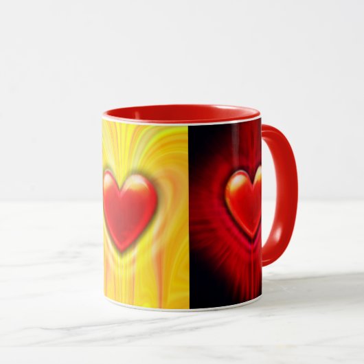 Keramische koffie mok.Rood zwart geel hart ontwerp Mok (Voorkant rechts)