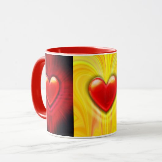 Keramische koffie mok.Rood zwart geel hart ontwerp Mok (Voorkant links)