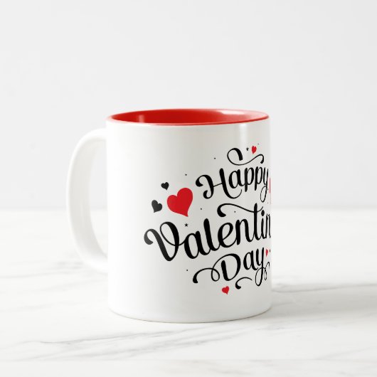 Keramische koffie Mok-Valentijn harten Tweekleurige Koffiemok (Voorkant links)