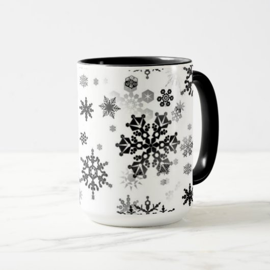 Keramische koffie-Mok-Zwarte sneeuwvlokken Mok (Voorkant rechts)