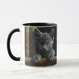 Keramische koffiekop | Chartreux kitten en boeken Mok