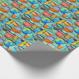 Keramische koffiekopjes Waterverf patroon Cadeaupapier
