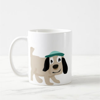 Keramische koffiemok met schattige hond in turquoi