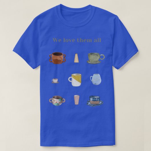 Keramische koffietheekopjes We houden van al die m T-shirt (Design voorkant)