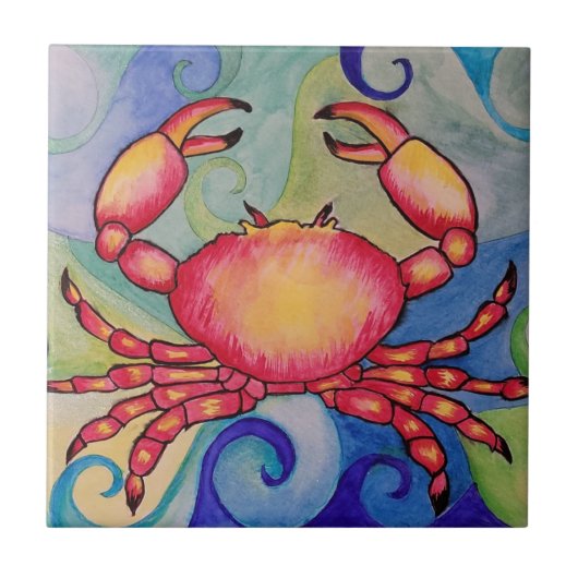 keramische krab tegeltje (Voorkant)