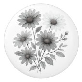 Keramische ladeknop / pull met B & W floral design Knop (Voorkant)