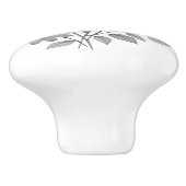 Keramische ladeknop / pull met B & W floral design Knop (Zijkant)
