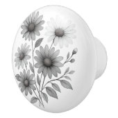 Keramische ladeknop / pull met B & W floral design Knop (Rechts)