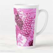 Keramische Latte Cup Mok Bloemen Quilt Roze Wit (Rechts)