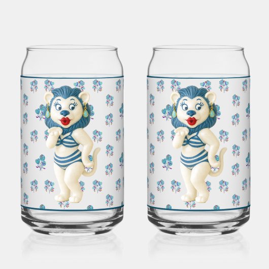 Keramische Leeuw Frisdrank Glas (Voorkant)