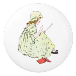 Keramische meeuw - Schoolmeisje 2 Keramische Knop