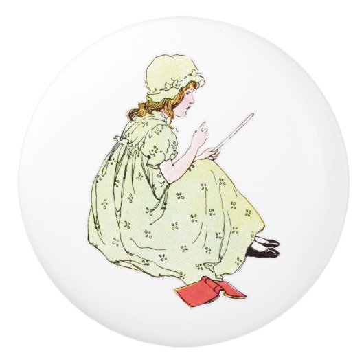 Keramische meeuw - Schoolmeisje 2 Knop (Voorkant)