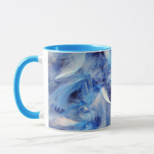 Keramische mok met blauwe veren