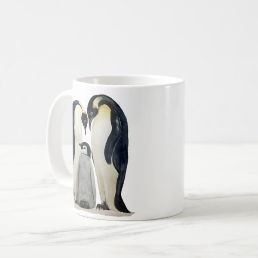 Keramische mok met een pinguïn familieontwerp (Voorkant links)