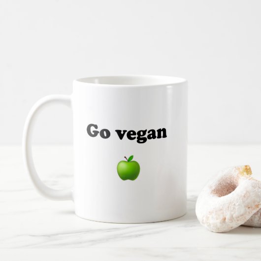 Keramische mok met Go Vegan-design (Met donut)