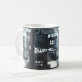 Keramische Mok met hedendaags kunstdecor: Blauwen (Voorkant links)