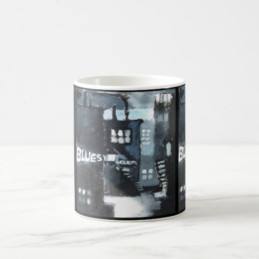 Keramische Mok met hedendaags kunstdecor: Blauwen (Center)