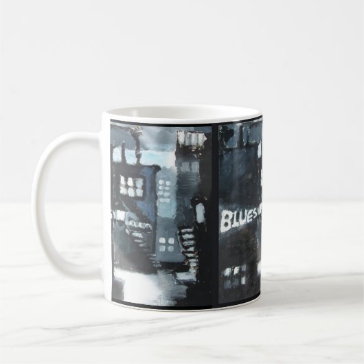 Keramische Mok met hedendaags kunstdecor: Blauwen (Links)