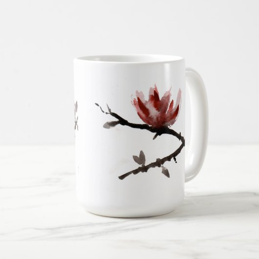 Keramische mok met Japanse bloesem (Voorkant rechts)