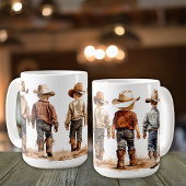 Keramische mok met kleinste cowboys
