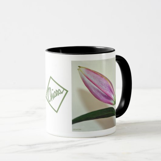 Keramische Mok met Lily Bud, Black Handle en Insid (Voorkant rechts)